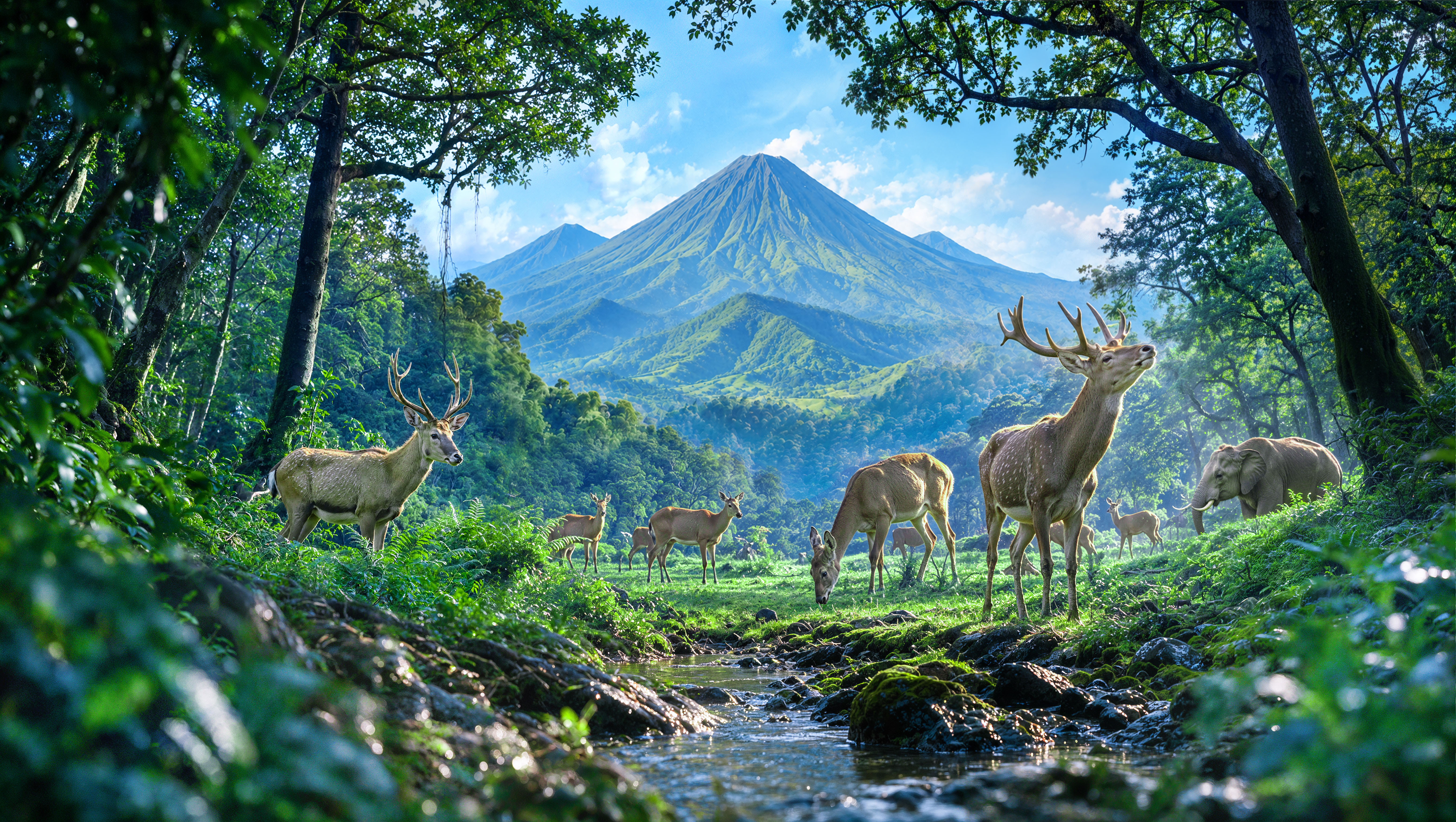 Herbivores living in a balanced forest ecosystem